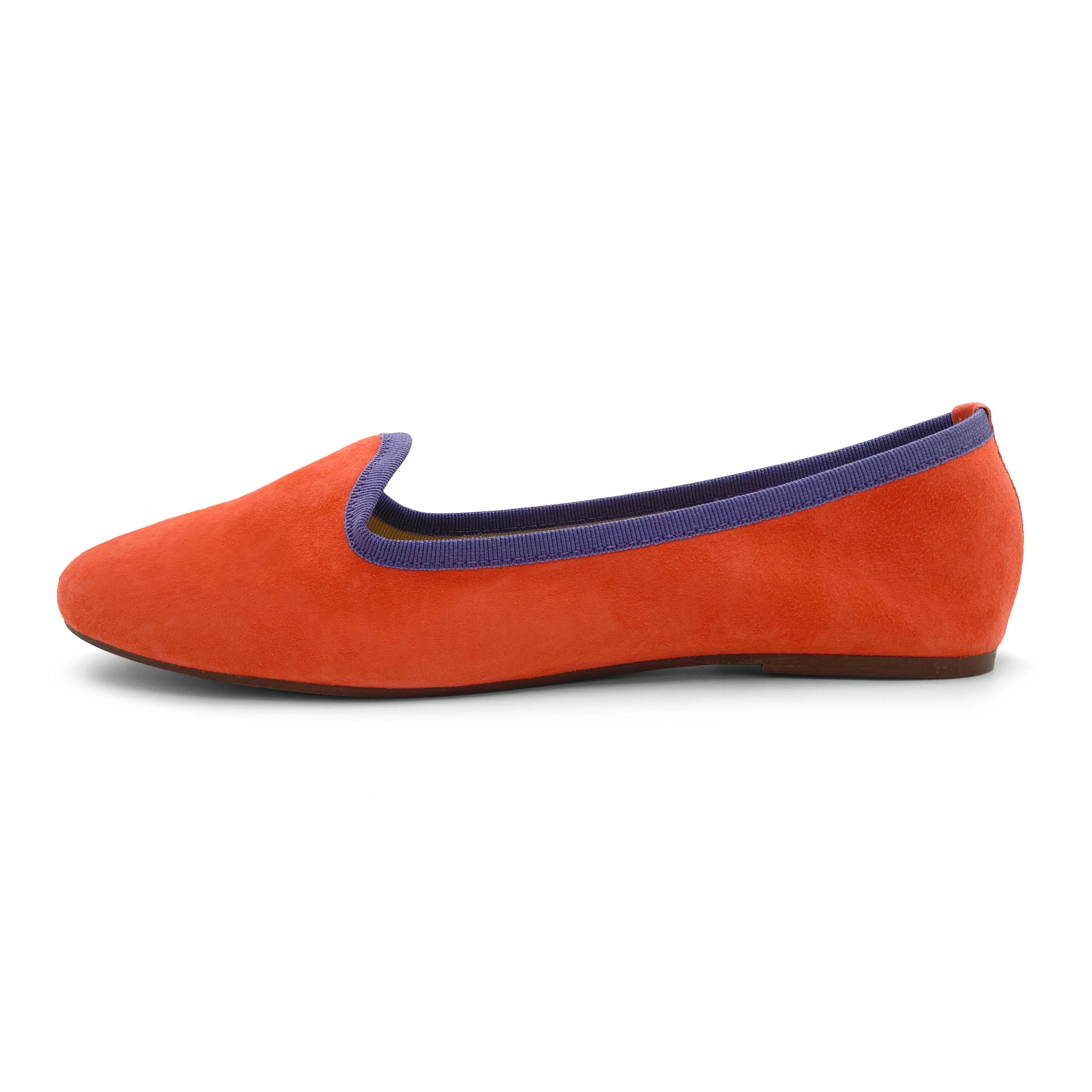 Slippers donna in camoscio arancione e dettagli viola - Image 4