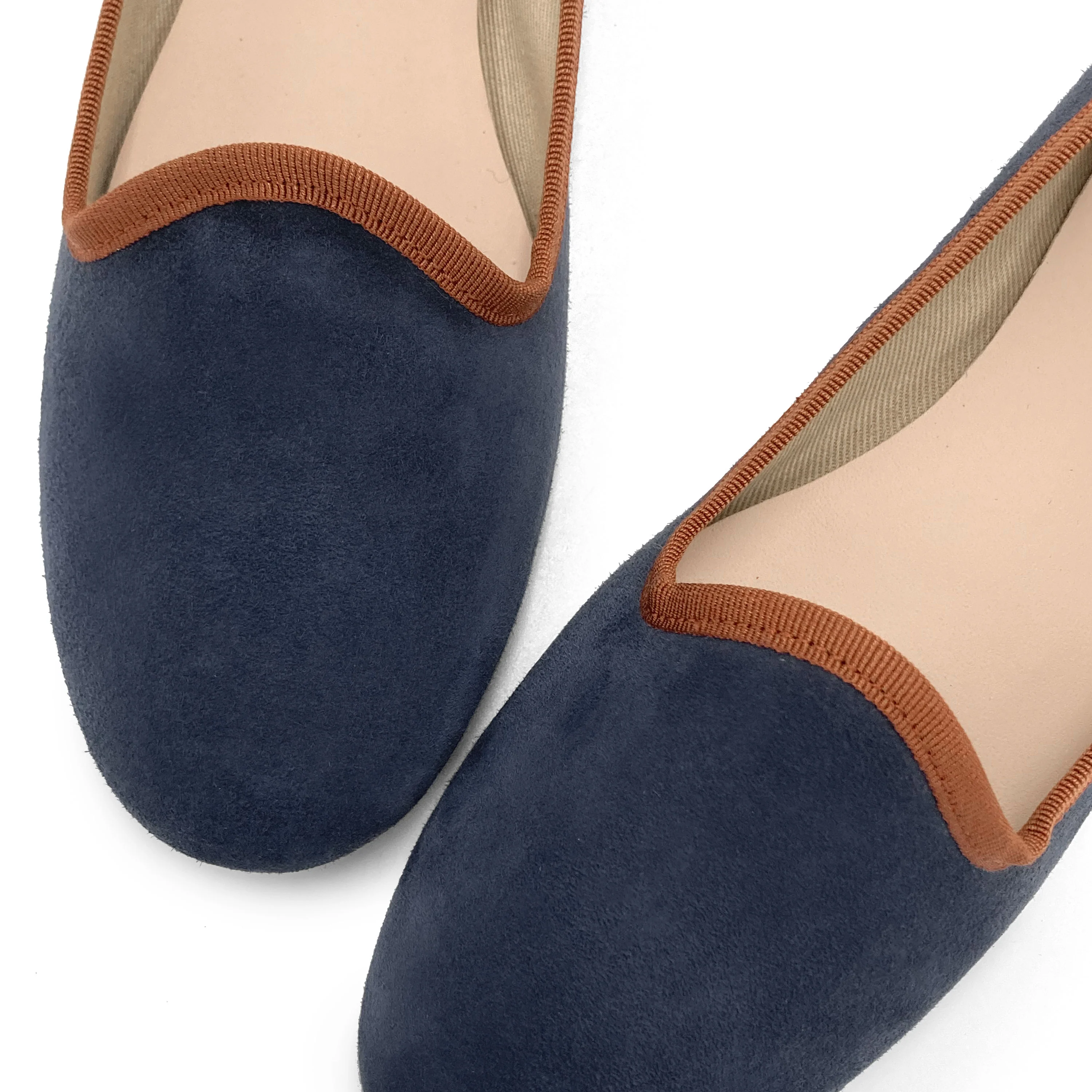 Slippers donna in camoscio blu petrolio e dettagli coccio - Image 4