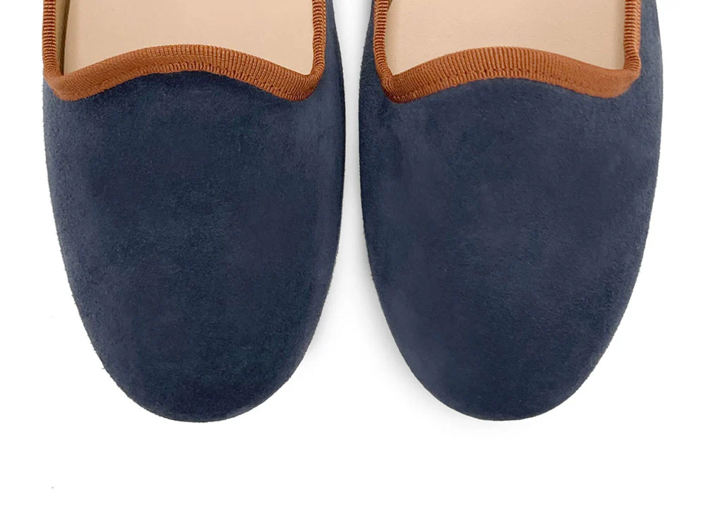 Slippers donna in camoscio blu petrolio e dettagli coccio - Image 5