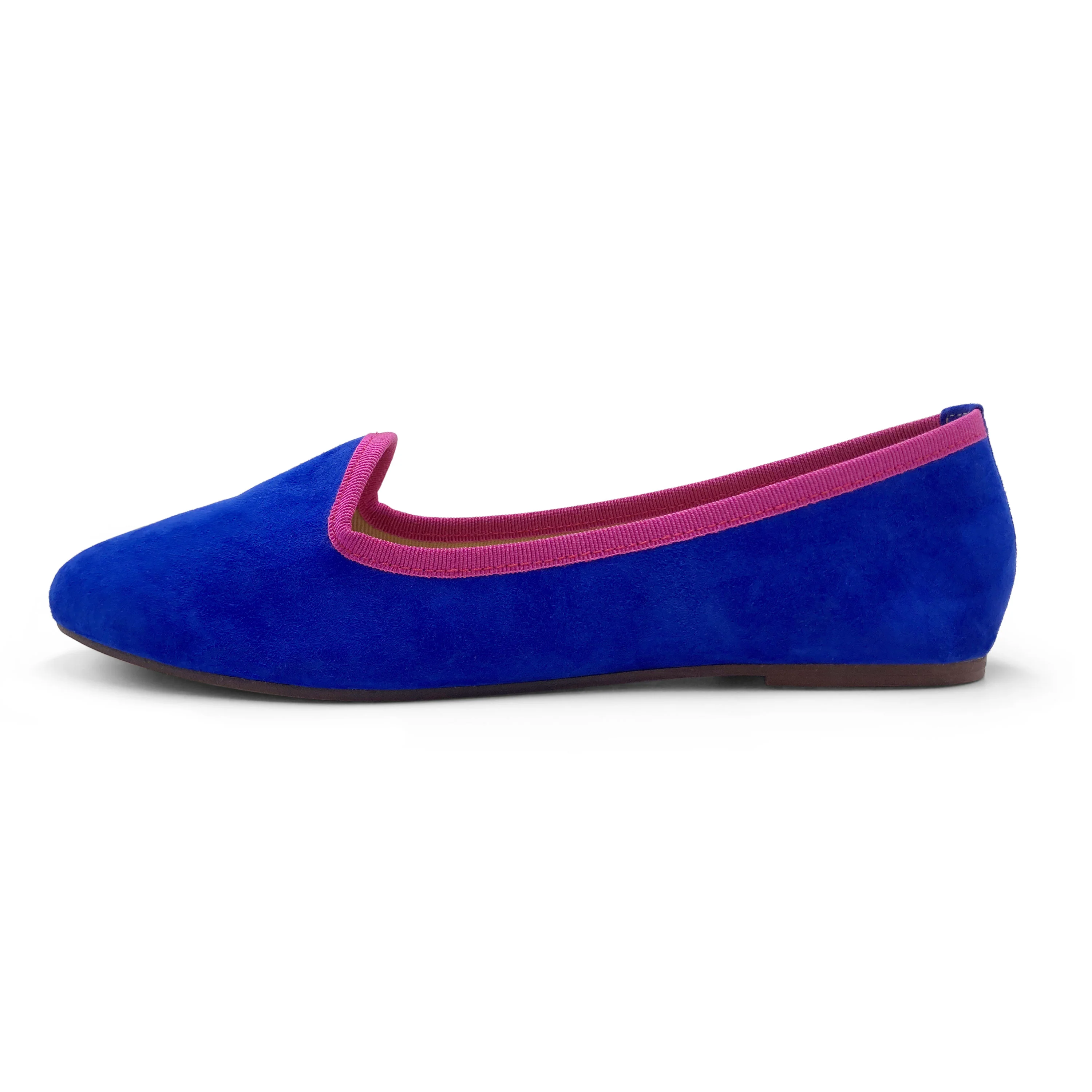 Slippers donna in camoscio bluette e dettagli fucsia - Image 4