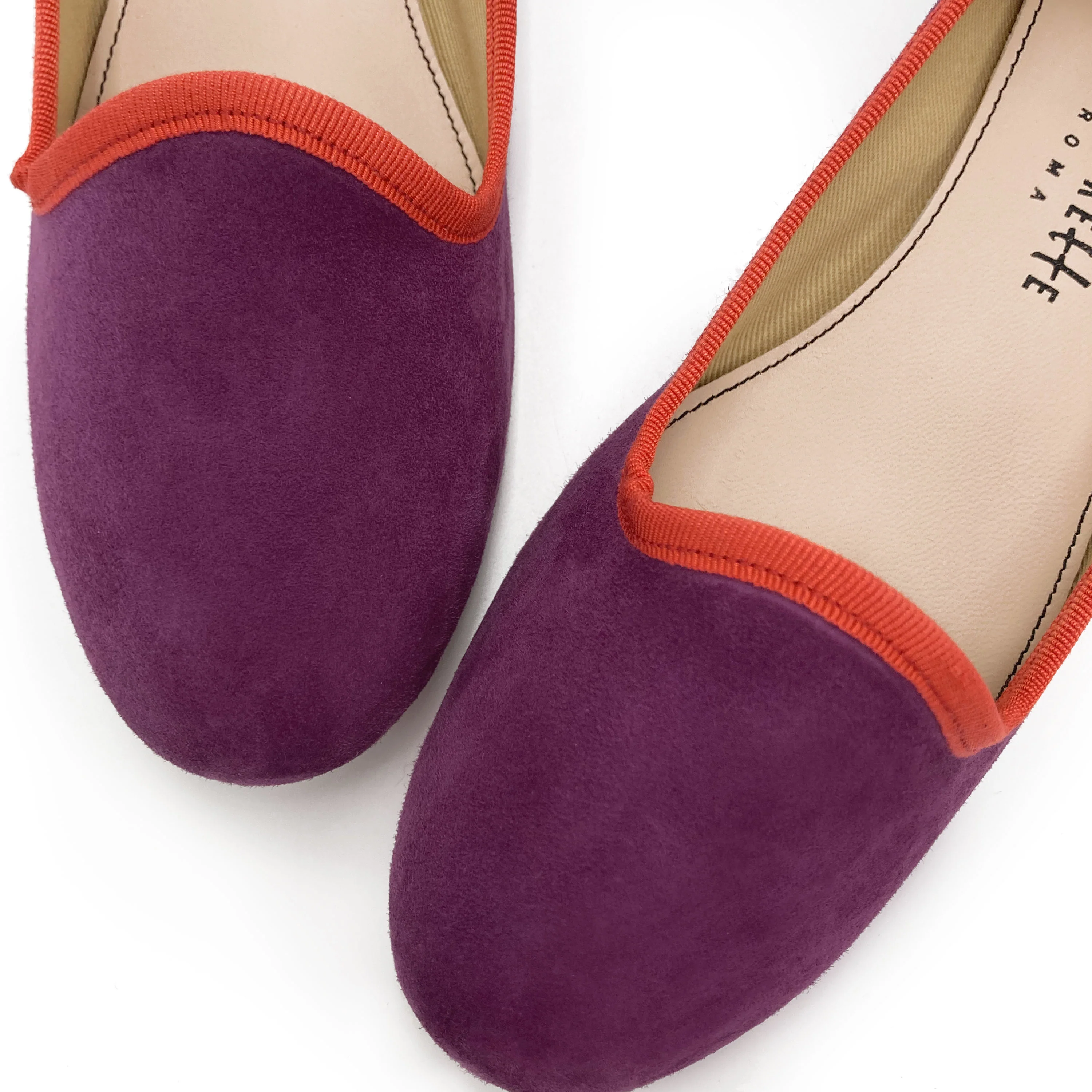 Slippers donna in camoscio fragola e dettagli arancio - Image 3