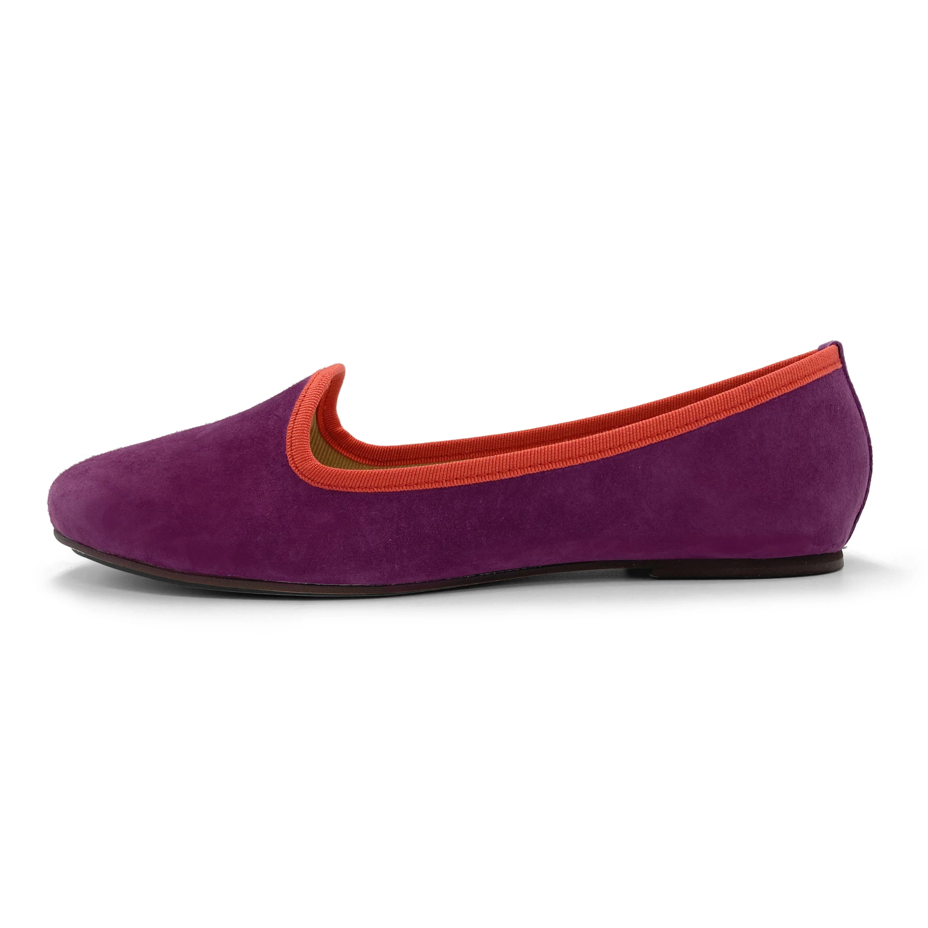 Slippers donna in camoscio fragola e dettagli arancio - Image 4