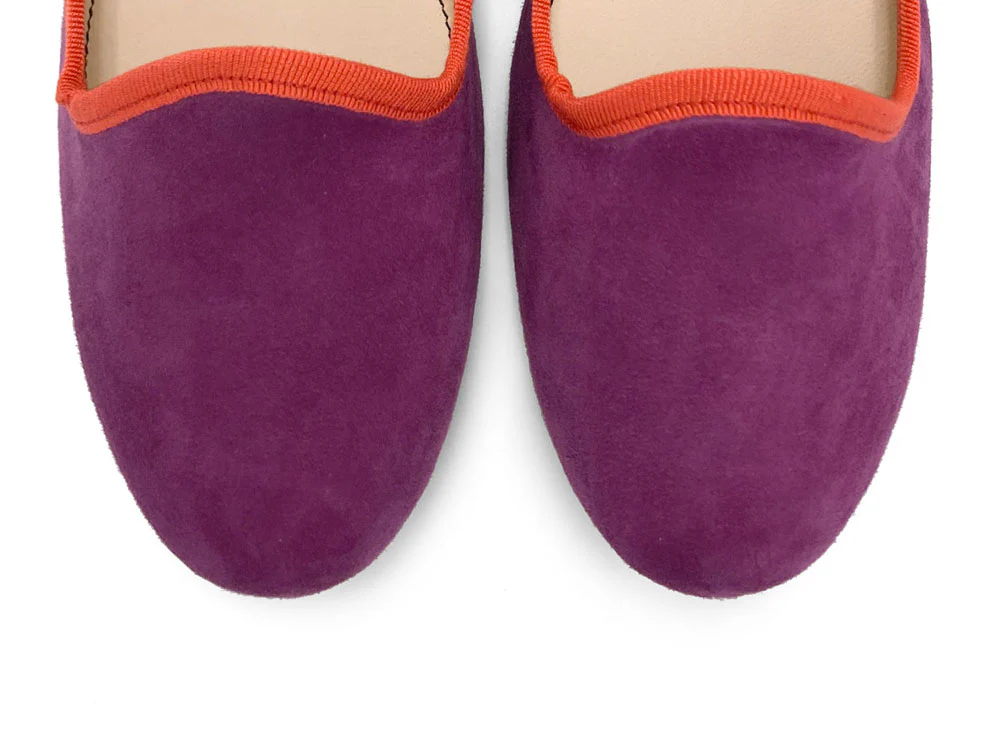 Slippers donna in camoscio fragola e dettagli arancio - Image 5
