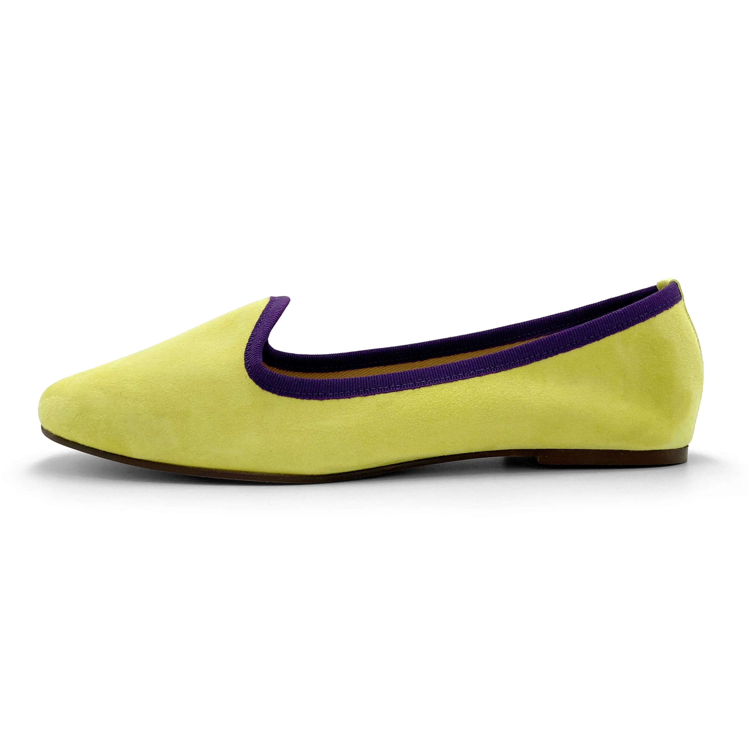 Slippers donna in camoscio lime e dettagli viola - Image 5