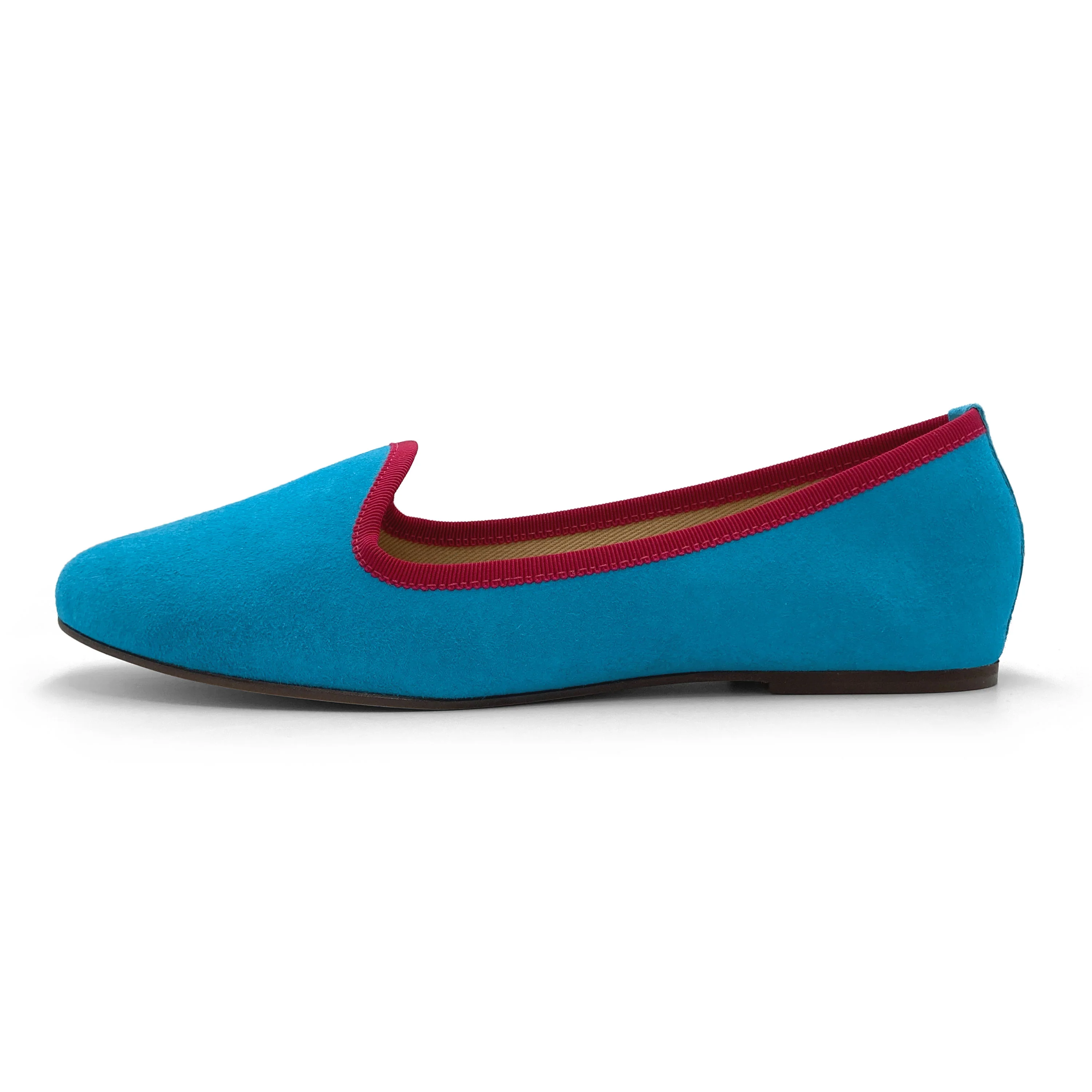 Slippers donna in camoscio turchese e dettagli fucsia - Image 4