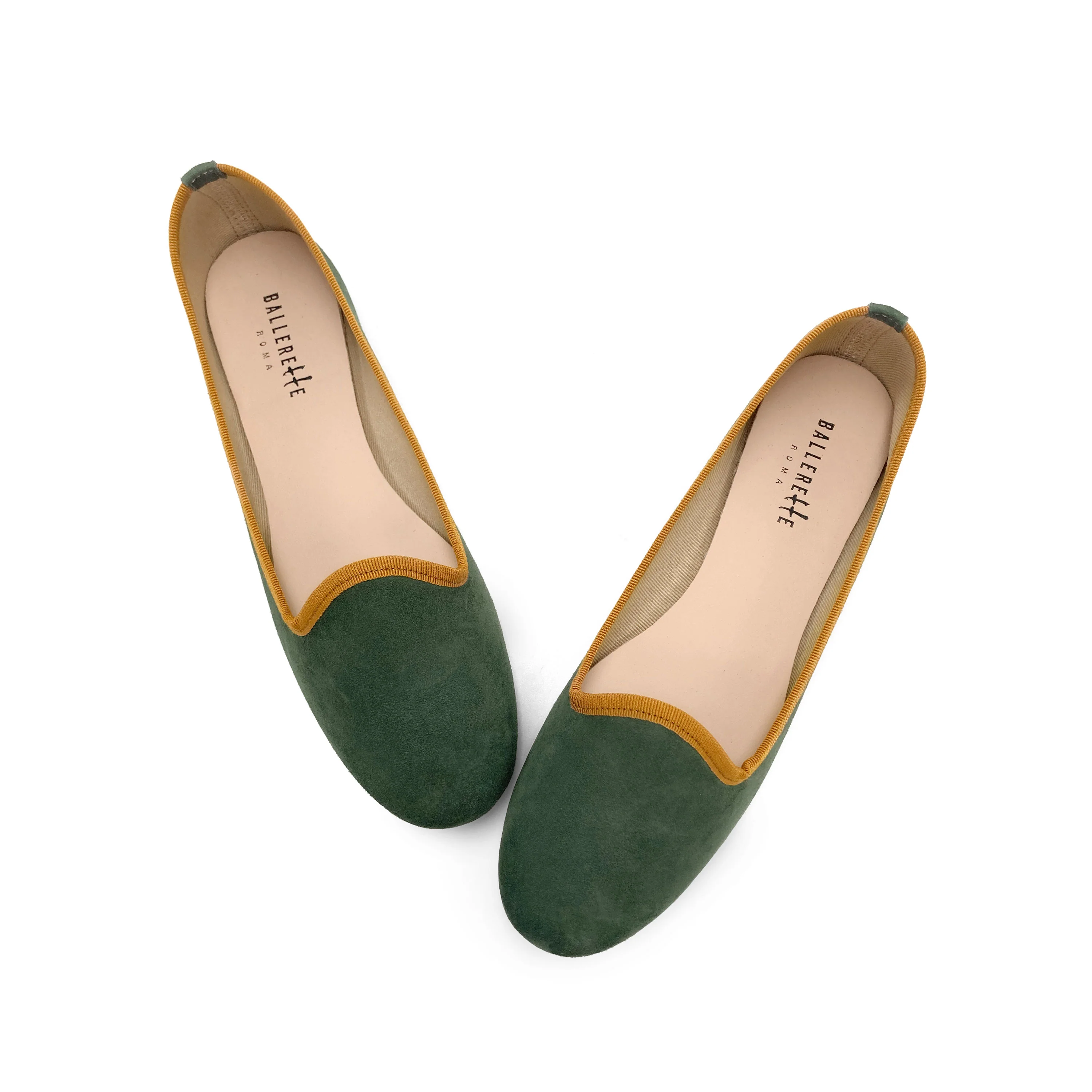 Slippers donna in camoscio verde bosco e dettagli ambra - Image 2