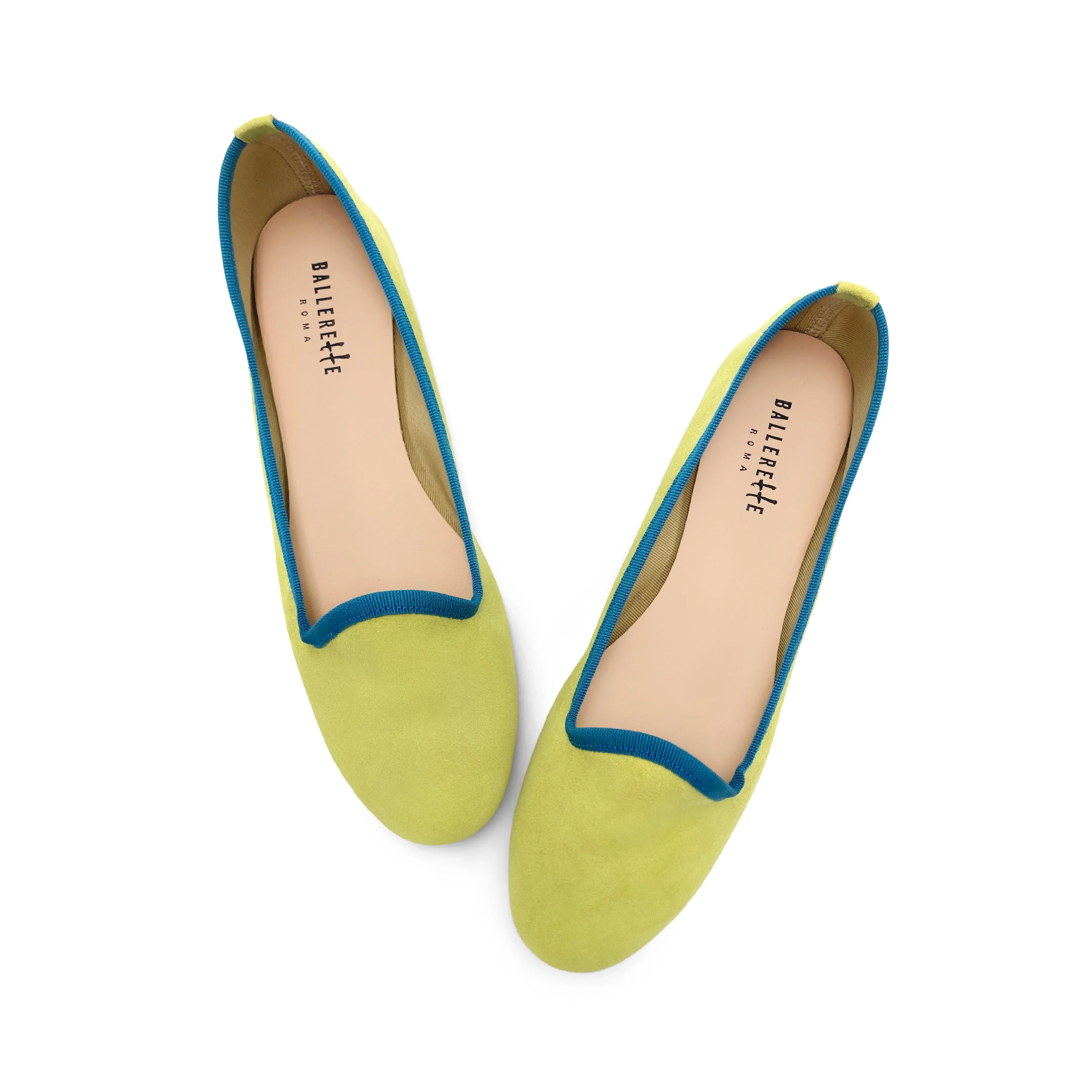 Slippers donna in camoscio verdi lime e dettagli petrolio - Image 2