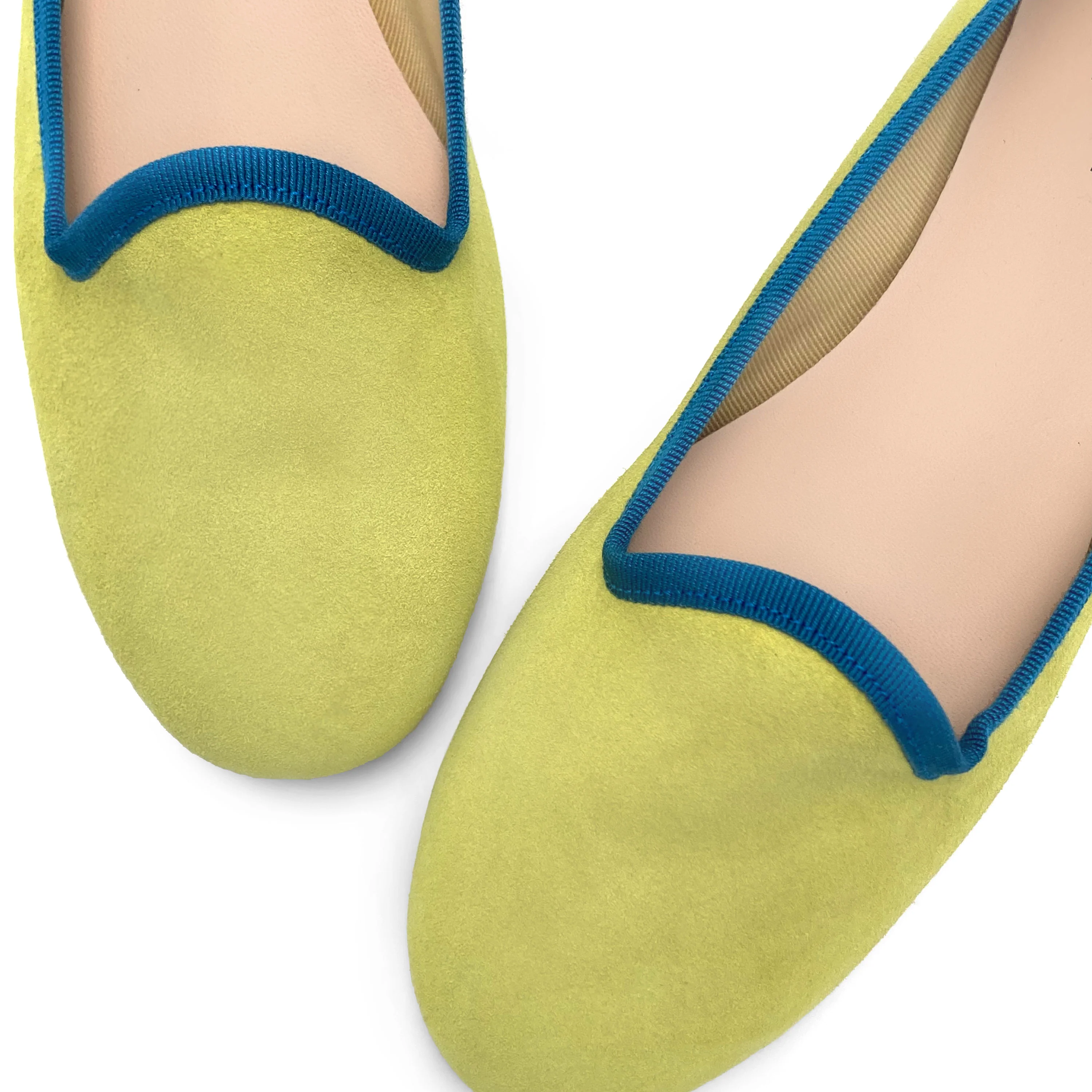 Slippers donna in camoscio verdi lime e dettagli petrolio - Image 3