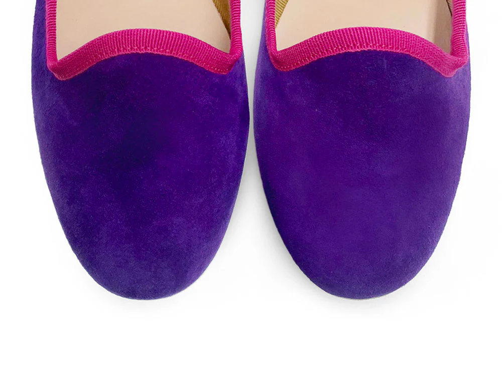 Slippers donna in camoscio viola e dettagli fucsia - Image 5