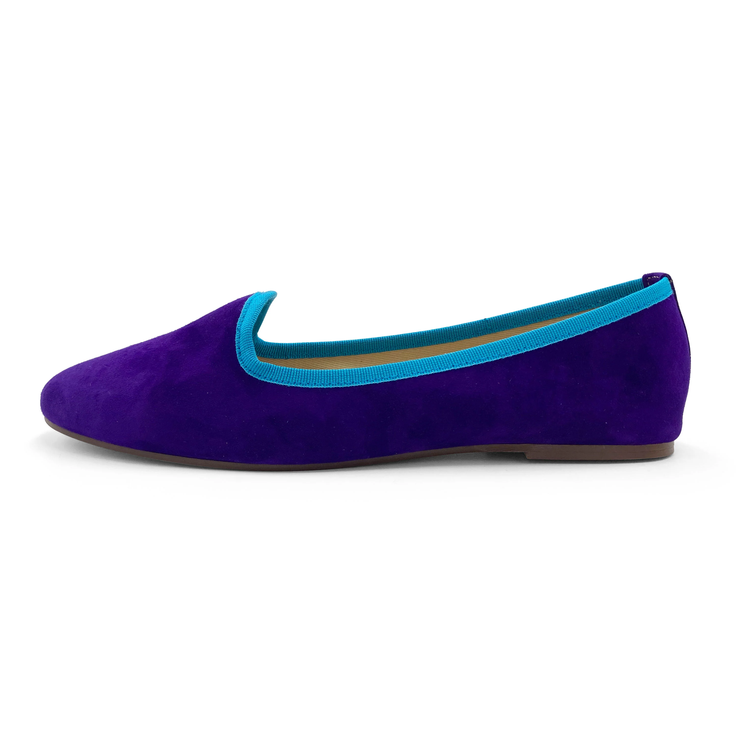 Slippers donna in camoscio viola e dettagli turchese - Image 4