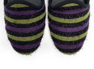 Slippers donna in tessuto a righe viola e verdi - Image 5