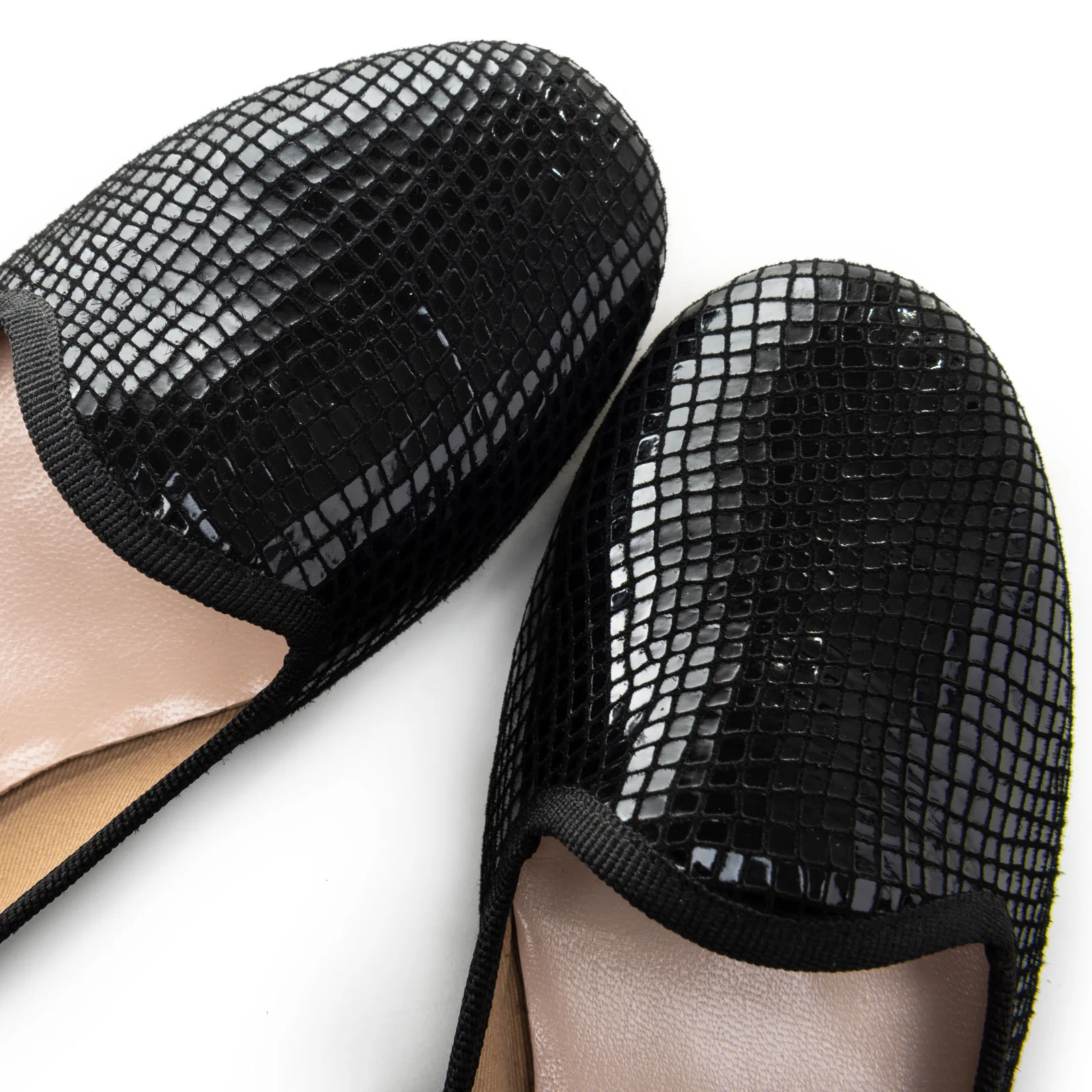 Slippers donna nere pitonate laminate - Image 3
