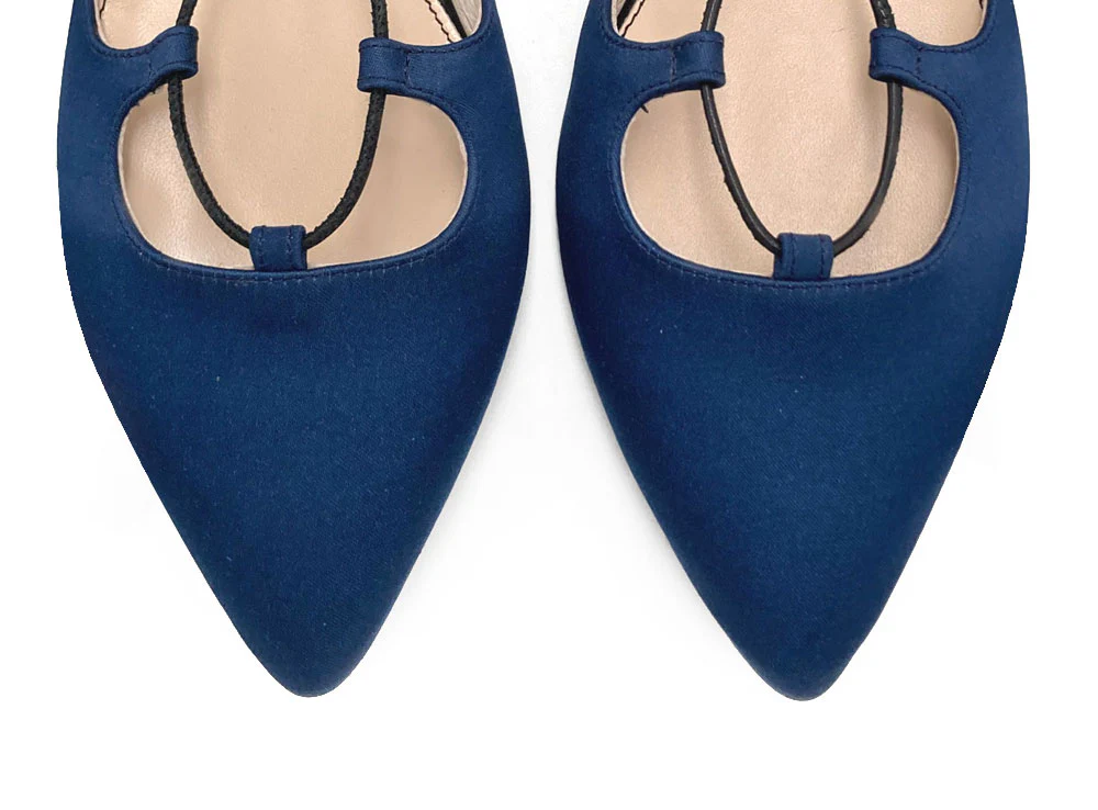 TT GO GREEN COLLECTION - Ballerine blu con lacci alla schiava in raso ecologico - Image 5