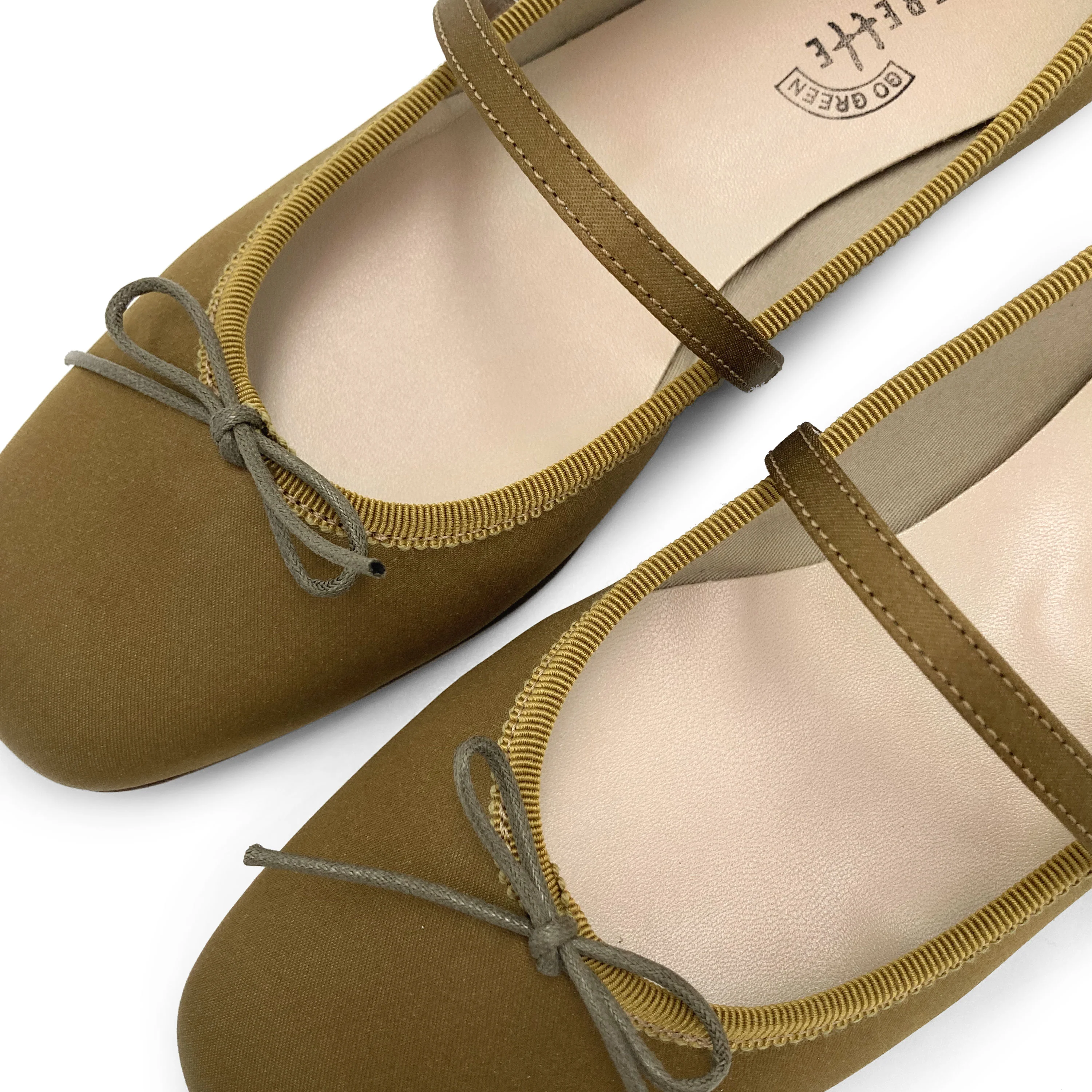 TT Go Green Collection - Ballerine Mary Jane marrone mostarda in raso eco - Image 3