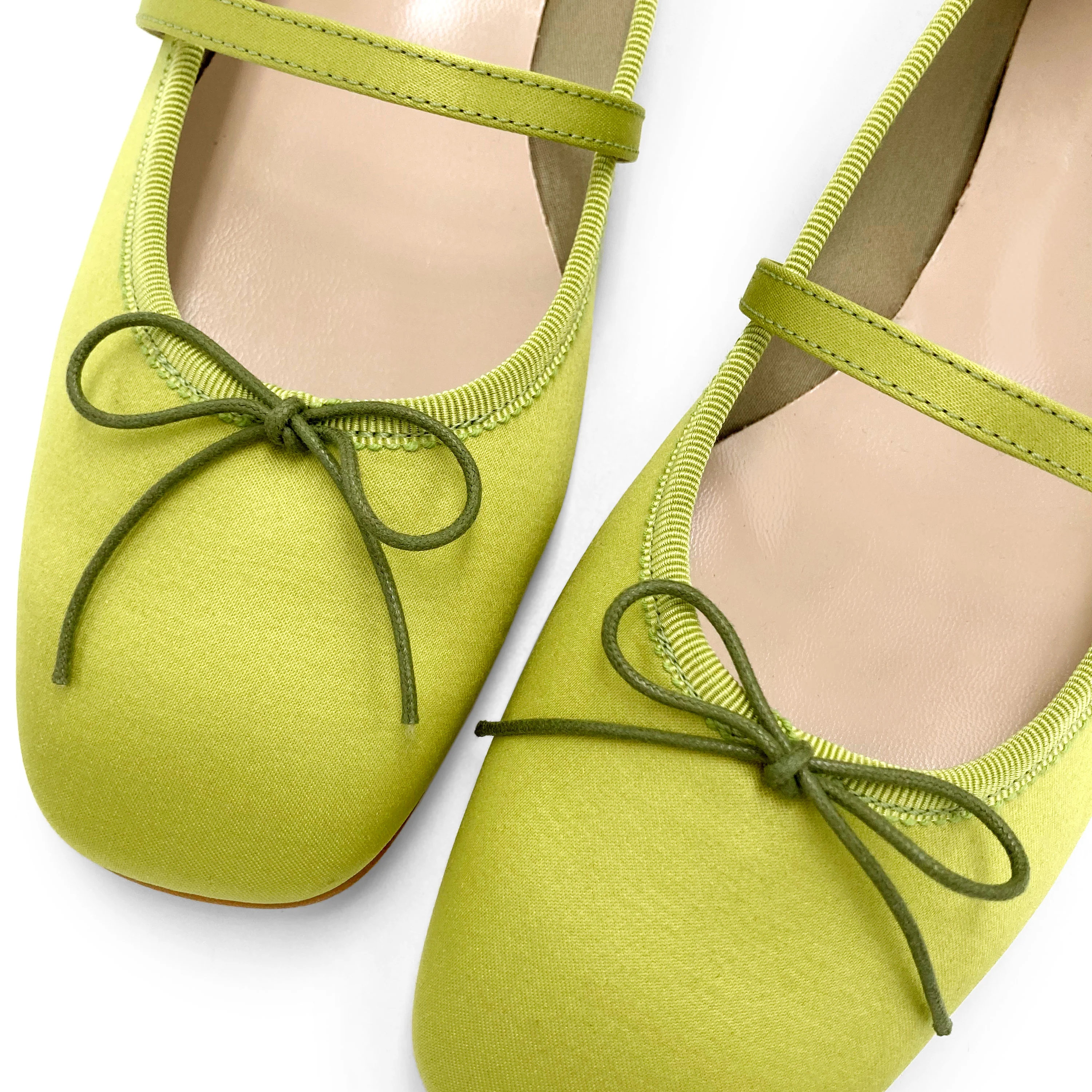 TT GO GREEN Collection - Ballerine Mary Jane verdi lime in raso ECO - Image 3