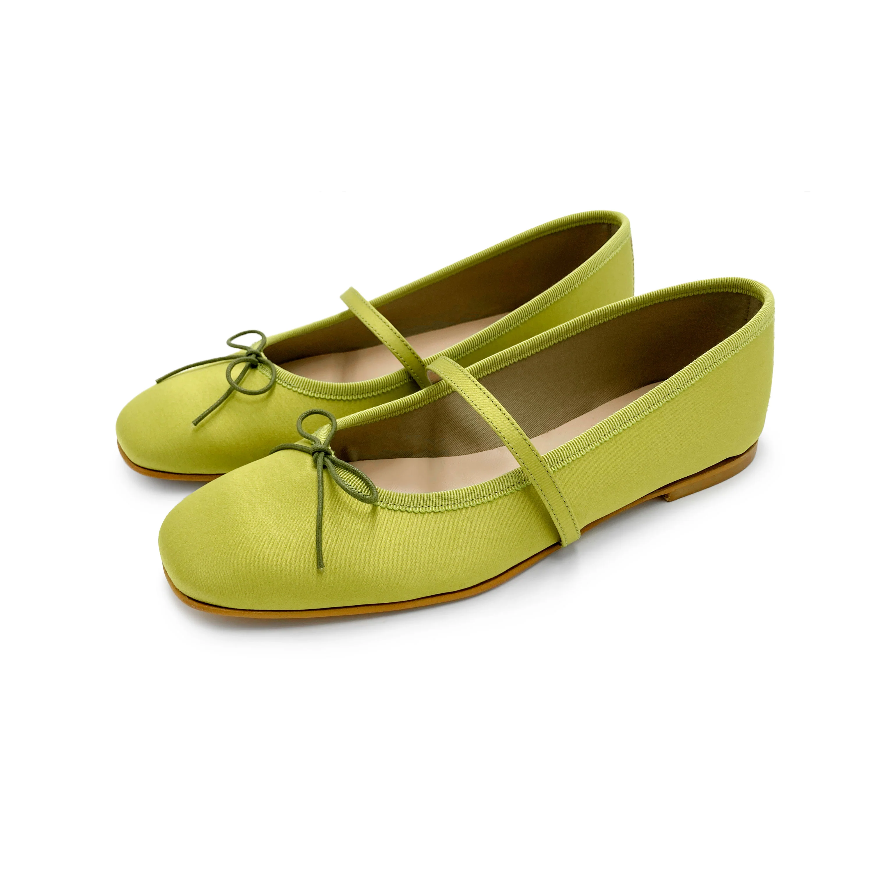 TT GO GREEN Collection - Ballerine Mary Jane verdi lime in raso ECO - Image 4