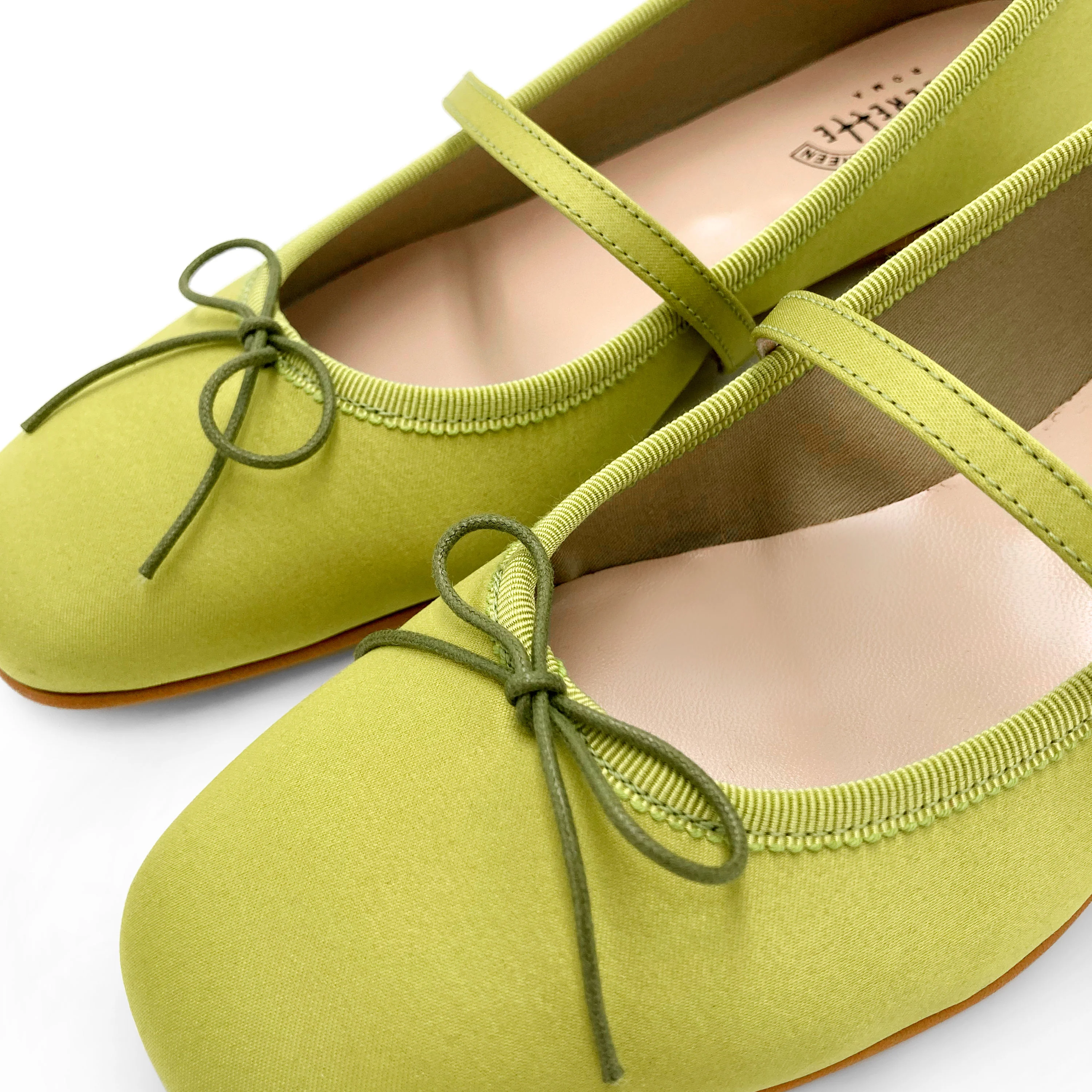 TT GO GREEN Collection - Ballerine Mary Jane verdi lime in raso ECO - Image 5