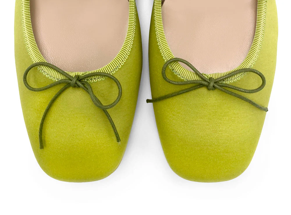 TT GO GREEN Collection - Ballerine Mary Jane verdi lime in raso ECO - Image 6