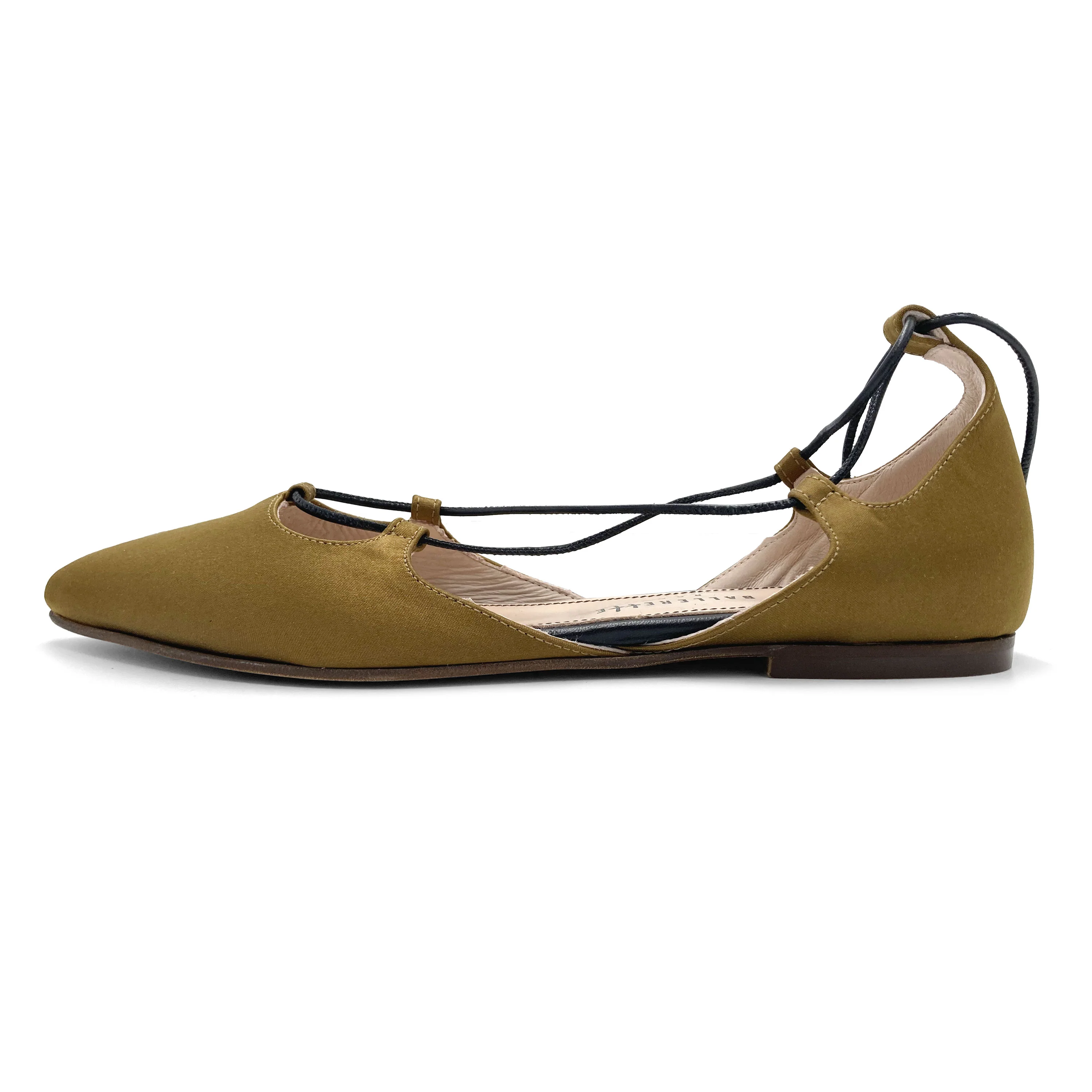 TT GO GREEN COLLECTION - Ballerine mostarda con lacci alla schiava in raso ecologico - Image 4