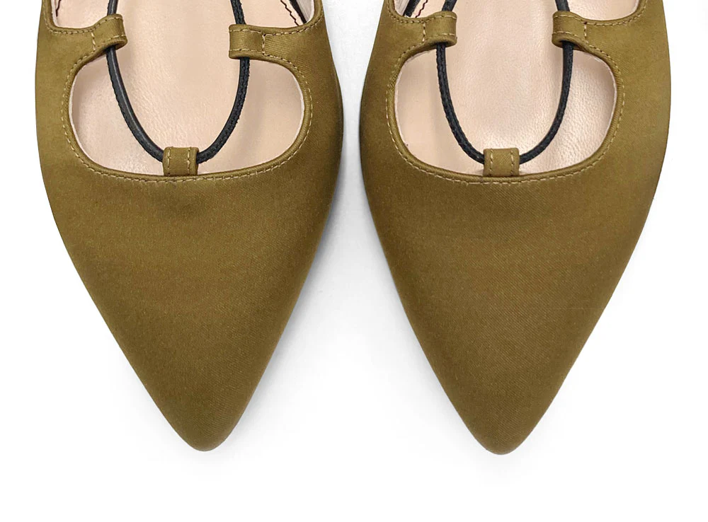 TT GO GREEN COLLECTION - Ballerine mostarda con lacci alla schiava in raso ecologico - Image 5