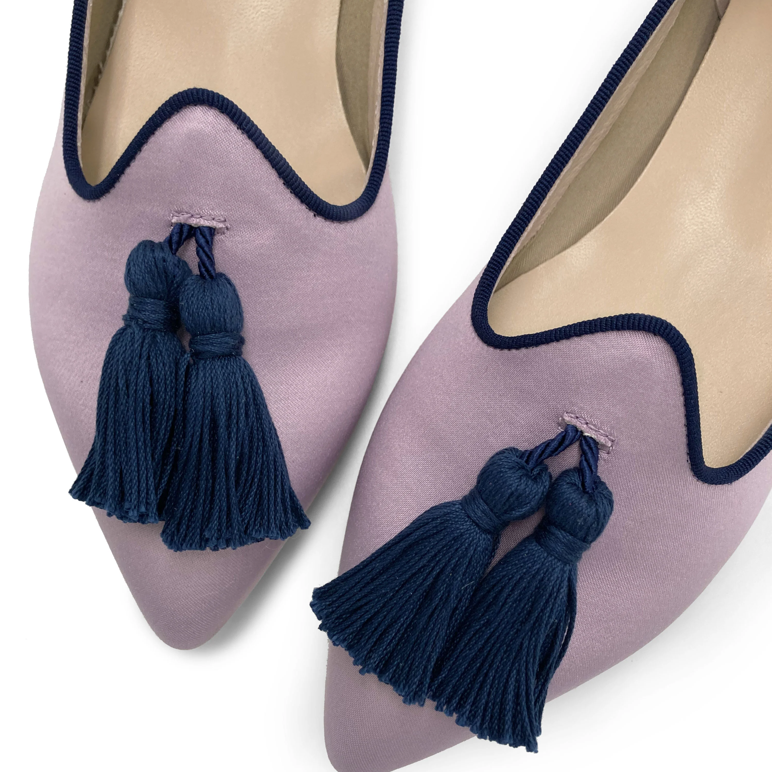 TT Go Green Collection - Mocassini donna lilla in raso eco e nappine blu - Image 3